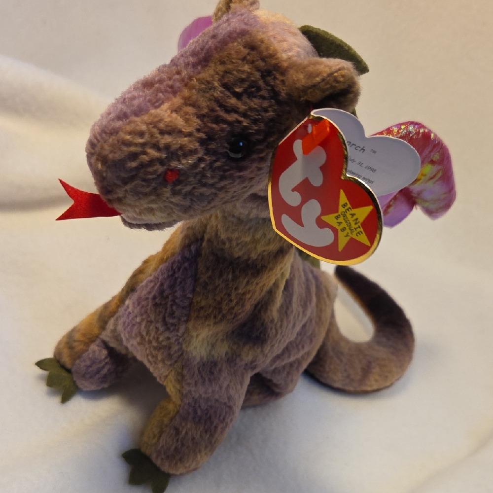 Scorch The Dragon Ty Beanie Babies Collection 1998 Purple and Tan